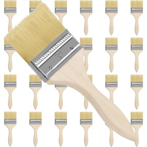 Set 24 de pensule Kurtzy, 20 x 7.62 cm, multifunctionale, pensule profesionale pentru vopsit si lacuit, maner din lemn, Maro - Img 2