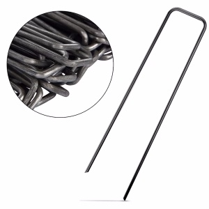 Set 25 bucati cuie U metalice negalvanizate pentru fixare folie antiburuieni 3x15cm