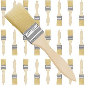 Set 25 de pensule Kurtzy, 38.1 mm, pensule profesionale pentru vopsit si lacuit, maner din lemn, Maro