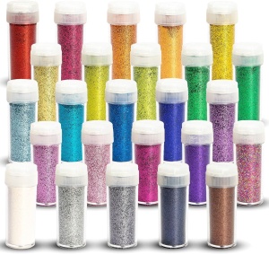 Set 25 recipiente Glitter, Tritart, slipici fin, 10 g/recipient, potrivit pentru arta, unghii, machiaj, Multicolor
