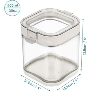 Set 3 cutii alimentare, Belle Vous, cu inchidere ermetica, 900 ml, din sticla, 10.5 x 10.5 x 12.5 cm, Transparent - Img 2