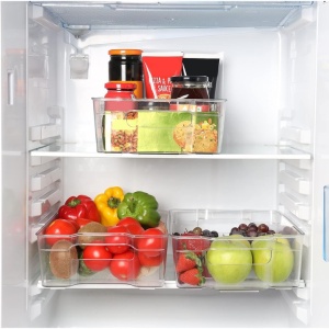 Set 3 Organizatoare, Kurtzy, 32.5 x 21 x 9 cm, din plastic fara BPA, pentru alimente, frigider, casa, Trasparent - Img 4