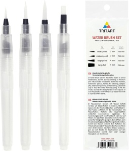 Set 4 pensule tip stilou pentru acuarele Tritart, Rezervor pentru apa, Reincarcabile - Img 4