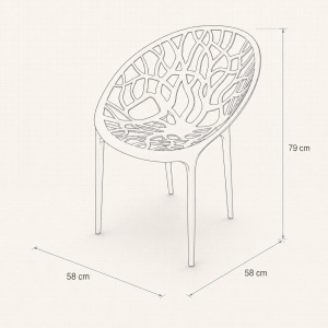 Set 4 scaune Kiwari® Leaf, design decorativ, material PP, pentru interior si exterior, alb - Img 3