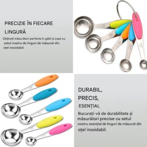 Set 5 lingurite gradate, H&S, cupe masurare si dozare condimente, otel inoxidabil, masuri de la 1.25ml -15 ml, Multicolor - Img 6