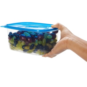 Set 51 caserole alimentare, FRESHLY CONTAINED, cu capace etanse, reutilizabile, diverse dimensiuni, din plastic, fara BPA, lavabile in masina de spalat vase, potrivite pentru cuptorul cu microunde si congelator, Albastru/Transparent - Img 2