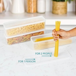 Set 6 cutii alimentare, Belle Vous, 1300 ml, capace etanse, din plastic, fara BPA, design modular, 30 x 8.5 x 7.5 cm, Transparent - Img 3