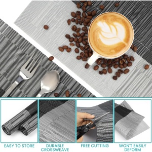 Set 6 Naproane, Belle Vous, din PVC, Dreptunghi, Termorezistente, Antiderapante si Lavabile, 30 x 44.5 cm, Gri/Negru - Img 3