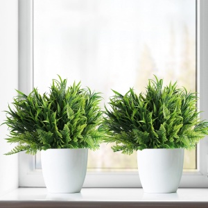 Set 6 plante artificiale Belle Vous, 35 × 29 cm, feriga si frunze, aspect natural, rezistente UV, material plastic, pentru decor interior/exterior, Verde - Img 5