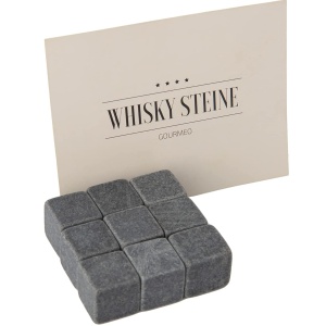Set 9 Pietre de Whisky, Gourmeo, Cubic, Cutie de Lemn si Cleste, Gri - Img 2