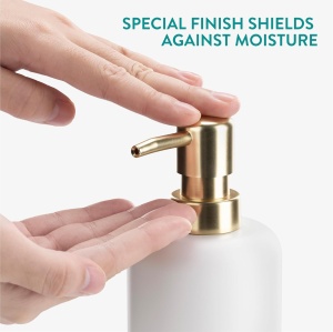 Set accesorii baie Navaris, 3 piese, dispenser sapun lichid 305 ml, suport periute dinti si sapuniera, din polirasina, Alb - Img 7