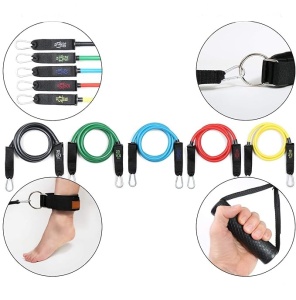 Set antrenament extensor cu 11 accesorii, high pulse, benzi de rezistenta pentru antrenament de forta, antrenamente la domiciliu si yoga - Img 2