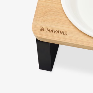 Set boluri hranire Navaris pentru pisici si caini, 2 boluri ceramice 750 ml, suport inclinat din metal si bambus, antiderapant - Img 8