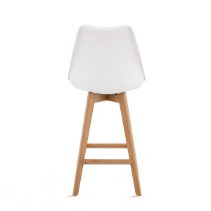 Set de 2 Scaune de Bar/Bucatarie Kiwari® Sama, Sezut PP, Picioare Lemn Fag, Design Modern Bucatarie/Dining, Inaltime 68 cm, Capacitate 120 kg, Alb - Img 10