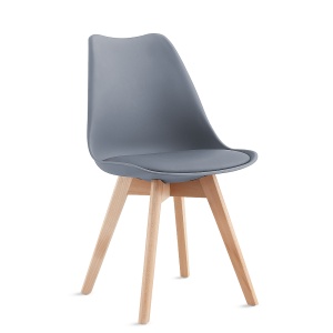 Set de 4 Scaune de Dining/Living Kiwari® Riv, Sezut PP cu Pernuta PU, Picioare Lemn Fag, Design Modern, Inaltime Sezut 48 cm, Capacitate 120 kg, Gri - Img 8
