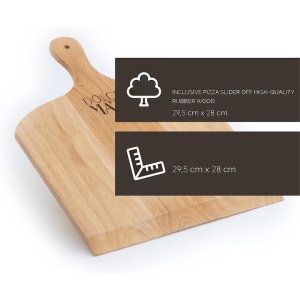 Set de pizza, lopata din lemn 29.5 x 28 cm, piatra de copt 38 x 30 cm, DOLCE MARE - Img 4