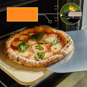 Set de pizza, piatra copt, lopata lemn si foaie de copt permanenta, Amazy, 38 cm x 30 cm x 1, 5 cm, Crem - Img 4