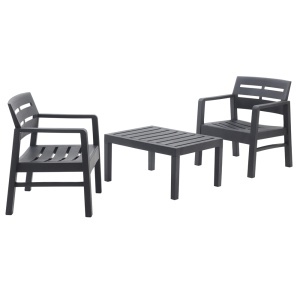 Set mobilier terasa/gradina, Progarden, Lombok, 3 piese, polipropilena, 2 scaune 63x58x74 cm, masa 74x55x38 cm, fara perne - Img 2