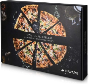 Set Piatra pizza 30 x 38 cm si lopata pizza din bambus, Bej, Navaris, 48593.01 - Img 3