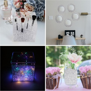 Set pietre decorative acrilice Belle Vous tip diamante/ cuburi gheata, transparente, 500 buc, 22 mm, pentru decor si evenimente - Img 2
