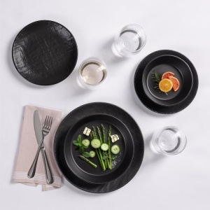 Set Vesela din Ceramica Premium, Navaris, 8 piese, pentru 2 persoane, design texturat, modern, rezistent, compatibil cu masina de spalat si cuptor, Negru - Img 6