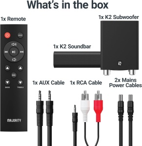 Soundbar Majority, K2, 2.1, Bluetooth, PC, Wireless, AUX, 150 W, negru - Img 3