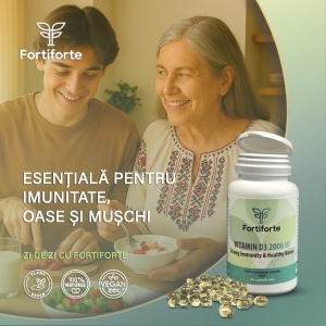 Supliment alimentar VITAMIN D3 2000 UI Strong Immunity & Healthy Bones, Fortiforte, 90 capsule moi - Img 3