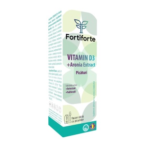 Supliment alimentar VITAMIN D3 + Aronia Extract, Fortiforte, picaturi 30ml
