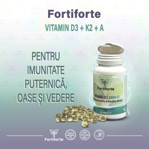 Supliment alimentar VITAMIN D3 + K2 + A Immune Complete, Fortiforte, 60 capsule - Img 4