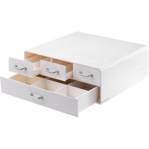 Suport 96 capsule de cafea Navaris, compatibil cu Nespresso, 4 sertare, 34 x 32 x 13, plastic, Crem