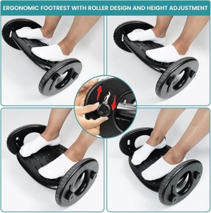 Suport ergonomic pentru picioare, Belle Vous, 40 x 27 x 19 cm, reglabil, antiderapant, Negru - Img 3
