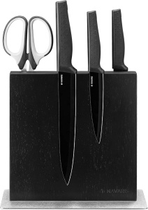 Suport magnetic cu 2 fete Navaris pentru cutite, 25x23x10 cm, lemn de cauciuc, 50416.025.04 - Img 3
