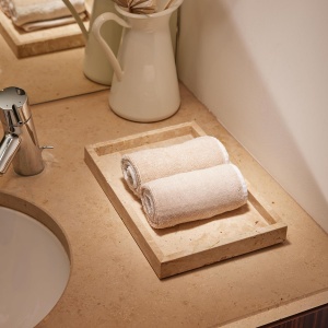 Tava decorativa Navaris din travertin, 30x20x3cm, bej, design elegant - Img 6