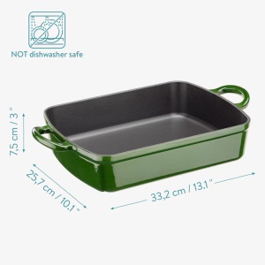 Tava din fonta emailata pentru cuptor Navaris, rezistenta pana la 260°C, verde, 59009.01.80 - Img 2