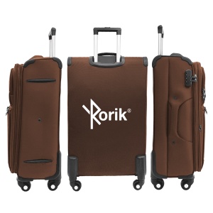 Troler cabina textil, Rorik® Explorer, bagaj de mana, valiza fermoar cifru antifurt, roti 360°, geamantan maner telescopic, troller expandabil, Maro - Img 6