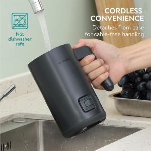 Aparat pentru spumarea laptelui Navaris, incalzitor si spumator electric, 500 W, capacitate 300 ml, 5 moduri spuma/incalzire, interior antiaderent, oprire automata, baza detasabila, Negru - Img 5