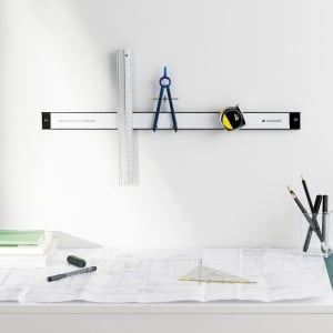 Bara magnetica pentru unelte, Navaris, 60 x 5 cm, capacitate de incarcare 15 kg, accesorii pentru montaj, Alb/Negru - Img 2