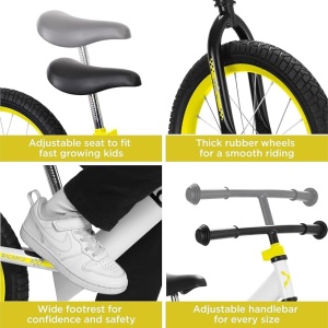 Bicicleta fara pedale Bixe, 16 inch, aluminiu, anvelope pneumatice, galben, 5-9 ani - Img 2