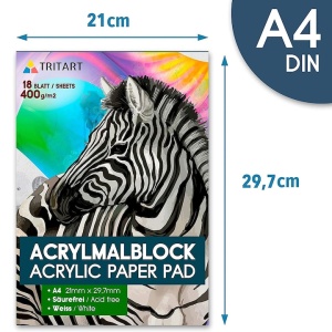 Bloc de desen Tritart, Acrylic, A4, 18 Foi, 400g/m2, Alb - Img 2