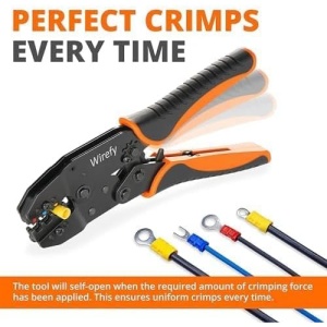 Cleste sertizare Wirefy pentru papuci izolati din nylon, mecanism clichet auto-reglabil, reglaj presiune, pentru conectori 0.5-10 mm², ergonomic, Negru/Portocaliu - Img 7