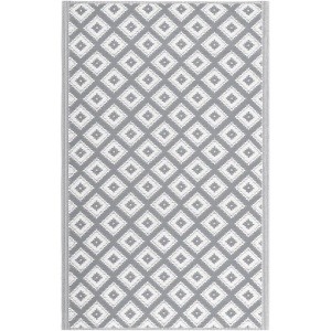 Covor pentru exterior JEMIDI, 120x180cm, polipropilena, rezistent la intemperii, usor de curatat, pentru balcon/terasa, Alb/Gri