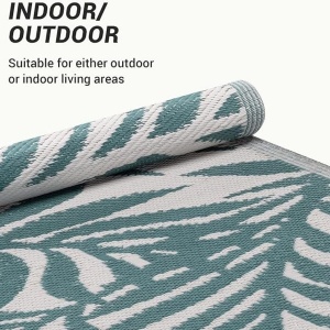 Covor pentru exterior JEMIDI, 120x180cm, polipropilena, rezistent la intemperii, usor de curatat, pentru balcon/terasa, Verde inchis - Img 6