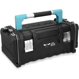 Cutie pentru scule Navaris, 51 x 23 x 21 cm, 2 cutii organizatoare, tavita interioara detasabila, maner din aluminiu, inchidere metalica, Negru