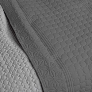 Cuvertura de pat sau canapea reversibila HOMELEVEL, 170 x 220 cm, matlasata, cu doua fete, poliester, Gri - Img 3