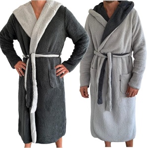 Halat de baie reversibil pentru barbati Jemidi, M, Gri / Albastru, Poliester, 55435.25.2 - Img 5