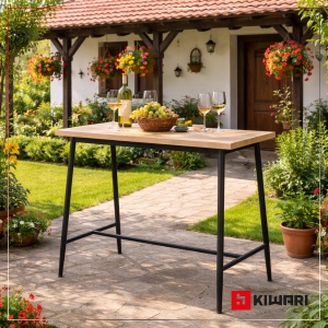 Masa Kiwari® Aven, MDF si metal, 115x65x108 cm, modern, Negru/Stejar - Img 2