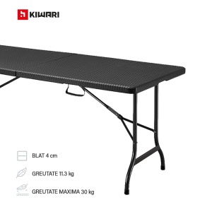 Masa plianta Kiwari® Event, metalica, 180x75x72 cm, sistem pliere rapida, Negru - Img 8