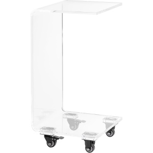 Masuta laterala Navaris, din acril, cu roti, design in forma de C, 66 x 30 x 30 cm, Transparent - Img 6