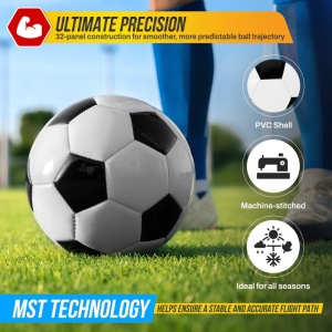 Minge Fotbal Vizari Classico, 32 panouri cusute, butyl, marimea 5, 68 cm, Alb/Negru - Img 2