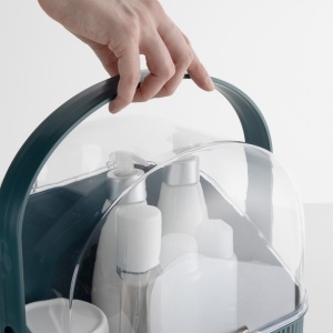 Organizator pentru cosmetice cu 2 sertare si capac transparent Navaris, Verde, 53845.07 - Img 3